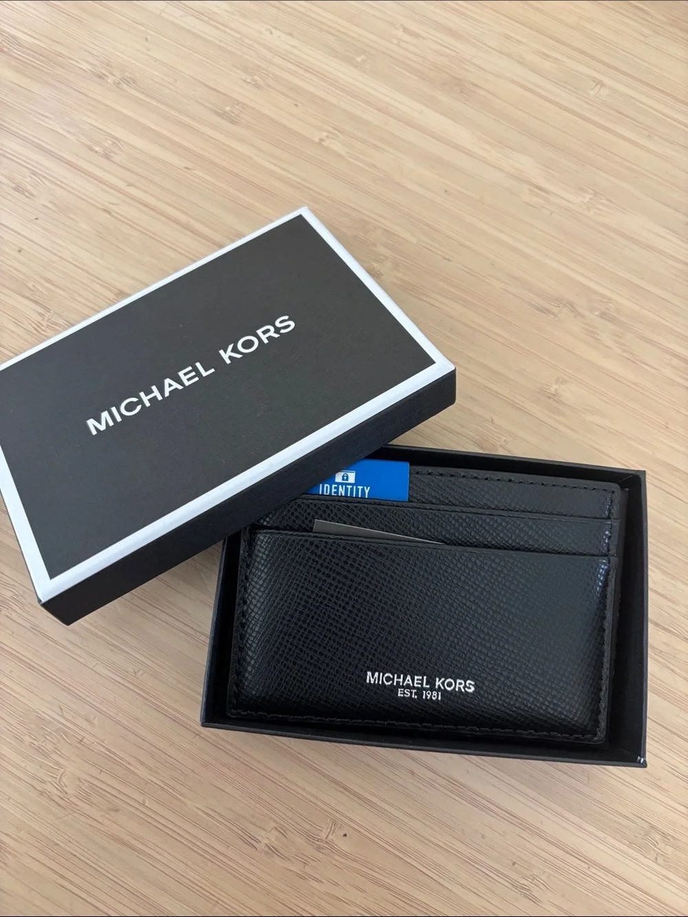 Michael Kors Black Textured Leather Card Case